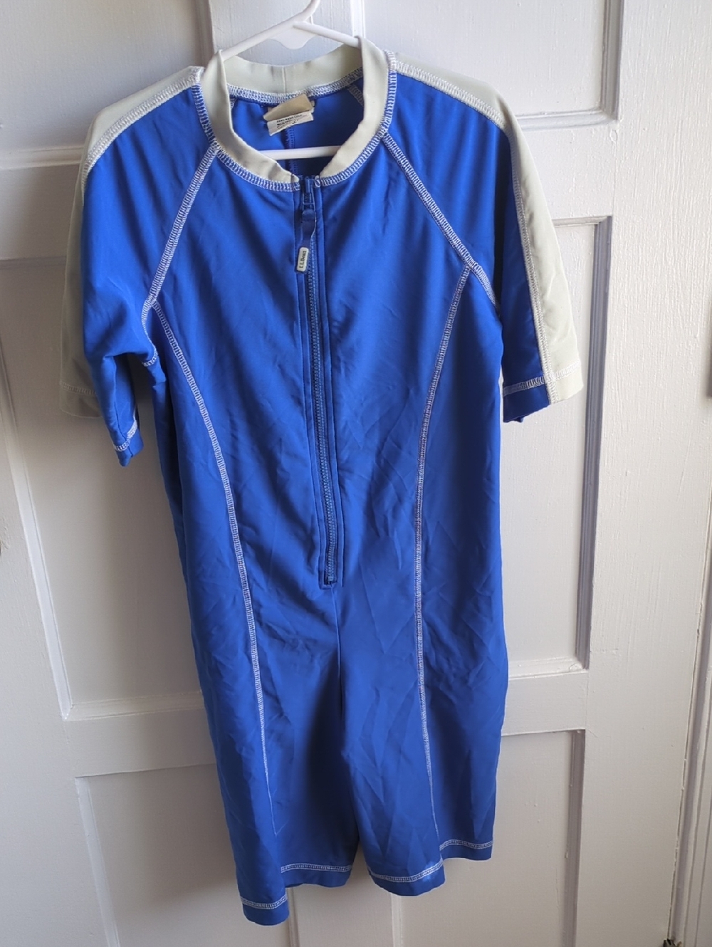 L.L. Bean Blue and White Kids One-Piece Swimsuit
